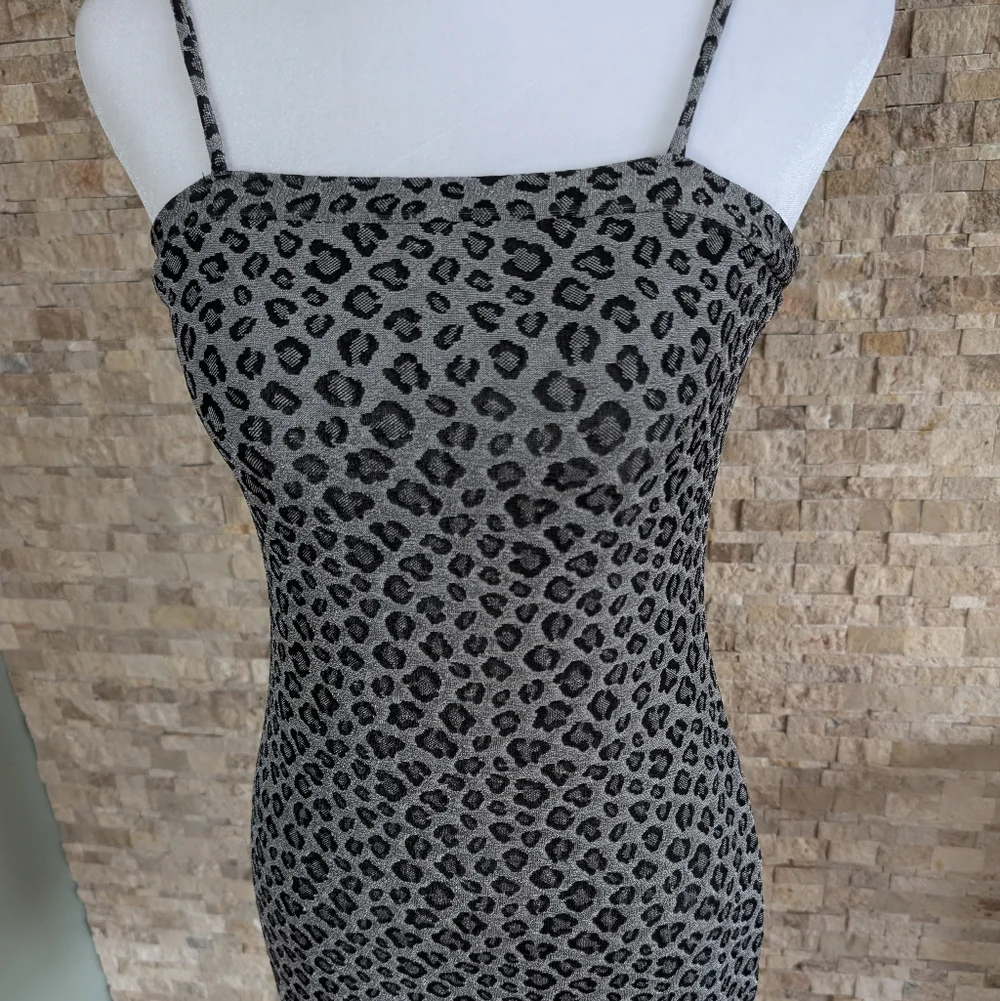 Vintage Rocket Candy Y2K Leopard Spaghetti Strap Square Neck Mini Dress USA Rare - Picture 4 of 12